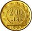 Italy 200 Lire Trial Strike Prova 1977 R Official mintage 884, but quite around 2000 in reality KM# Pr92 200 LIRE R PROVA 1977 coin reverse