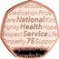 UK 50 Pence (75 Years of the National Health Service) NATIONAL HEALTH SERVICE 75 DEDICATION PRIDE CARE KIND DIGNITY HOPE RESPECT LIFE EMPATHY SUPPORT COMPASSION DUTY KNOWLEDGE AL coin reverse