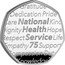 UK 50 Pence (75 Years of the National Health Service) NATIONAL HEALTH SERVICE 75 DEDICATION PRIDE CARE KIND DIGNITY HOPE RESPECT LIFE EMPATHY SUPPORT COMPASSION DUTY KNOWLEDGE AL coin reverse