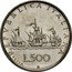 Italy 500 Lire (Trial Strike. Caravelle Upwind Flags. Prova) KM# Pr83 REPVBBLICA ITALIANA PROVA L. 500 R coin obverse
