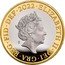 UK Two Pounds Britannia Memorial with Privy Mark 2022 Proof, memorial coin set ELIZABETH II DEI GRA REG FID DEF 2022 26/22 J.C coin obverse