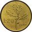 Italy 20 Lire (Oak Leaves With P Mint Mark) KM# 97.3 L 20 P 1970 coin reverse