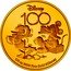 Niue 25 Dollars (Mickey & Donald Duck) DISNEY 100 1/4 OZ 9999 FINE GOLD ©DISNEY coin reverse