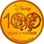 Niue 250 Dollars (Mickey & Minnie) DISNEY 100 YEARS OF WONDER 1 OZ 9999 FINE GOLD ©DISNEY coin reverse