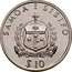 Samoa 10 Tala Tanumafili II XXV Summer Olympics - Javelin Thrower 1991 Proof KM# 85 SAMOA I SISIFO FAAVAE I LE ATUA SAMOA $ 10 coin obverse