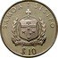 Samoa 10 Tala Hammer Thrower 1992 Proof KM# 86 SAMOA I SISIFO FAAVAE I LE ATUA SAMOA $ 10 coin obverse