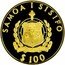 Samoa 100 Tala Save the Children Fund 1990 Proof KM# 81 SAMOA I SISIFO $100 FA'AVAE I LE ATUA SAMOA coin obverse