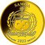 Samoa 50 Tala (Justice League Logo) FA'AVAE I LE ATUA SAMOA 1/10 OZ AU999 SAMOA $50 TALA 2022 coin obverse