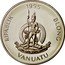Vanuatu 50 Vatu Birth of Great Grandson Prince William 1995 Proof KM# 26 1995 RIPABLIK BLONG VANUATU LONG GOD YUMI STANAP coin obverse