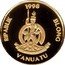 Vanuatu 50 Vatu History of Gold. Spanish coin 1704 1998 Proof KM# 31 RIPABLIK 1998 BLONG VANUATU LONG GOD YUMI STANAP coin obverse