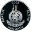 Vanuatu 50 Vatu Tiger Shark 2005 Proof KM# 41 RIPABLIK 2005 BLONG VANUATU LONG GOD YUMI STANAP coin obverse