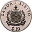 Samoa 10 Tala Tanumafili II Jubilee. Piedfort 1992  KM# P2 SAMOA I SISIFO FA'AVAE I LE ATUA SAMOA $ 10 coin obverse