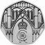 UK 50 Pence Charles III Coronation. Westminster Abbey. 2023  C R III NJ coin reverse