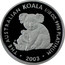 Australia 15 Dollars Mother and baby koala 2003 Proof KM# 926 THE AUSTRALIAN KOALA 1/10 OZ. 9995 PLATINUM 2003 P coin reverse