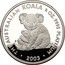 Australia 25 Dollars Mother and baby koala 2003 Proof KM# 927 THE AUSTRALIAN KOALA 1/4 OZ. 9995 PLATINUM P JR 2003 coin reverse