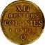 France 12 Deniers (Sol) Louis XV 1717 Q Heritage ANA sale 8-90, F-15 realized $29,000 KM# 4 XII DENIERS COLONIES 1717 Q coin reverse