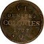 France 6 Deniers Louis XV 1717 Q KM# 3 VI DENIERS COLONIES 1717 Q coin reverse