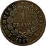 France Franc Napoleon I 1811 L KM# 692.9 EMPIRE FRANCAIS. 1 FRANC. 1811. L coin reverse