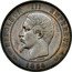 France 10 Centimes Napoleon III 1854 (w) KM# M25 NAPOLEON III EMPEREUR BARRE 1854 coin obverse