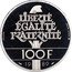 France 100 Francs Human Rights 1989 Proof KM# 970c LIBERTÉ ÉGALITÉ FRATERNITÉ 100F 1989 DURAND-MEGRET coin reverse