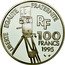 France 100 Francs Federico Fellini 1995 Proof KM# 1100 LIBERTE EGALITE FRATERNITE RF 100 FRANCS 1995 coin obverse