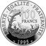 France 100 Francs 300th Anniversary of the Death of the Poet Jean de La Fontaine 1995 Proof KM# 1136 LIBERTÉ ÉGALITÉ FRATERNITÉ 100 FRANCS 1995 coin reverse