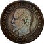 France 2 Centimes Napoleon III 1853 MA KM# 776.6 NAPOLEON III EMPEREUR BARRE 1855 coin obverse