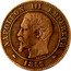 France 2 Centimes Napoleon III 1855 D (d) Small D KM# 776.4 NAPOLEON III EMPEREUR 1855 BARRE coin obverse