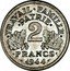 France 2 Francs Ax and Grain Sprigs 1944 B KM# 904.2 TRAVAIL FAMILLE PATRIE 2 FRANCS 1944 coin reverse