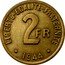 France 2 Francs Allied Occupation 1944 KM# 905 LIBERTE-EGALITE-FRATERNITE 2FR 1944 coin reverse
