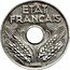 France 20 Centimes Grain Sprigs 1944 KM# 900.2a ETAT FRANÇAIS coin obverse