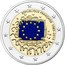 France 2 Euro 30th Anniversary of the Flag of Europe. Coloured version 2015 Proof KM# 2192 RÉPUBLIQUE FRANÇAISE 1985 - 2015 coin obverse