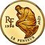 France 500 Francs-75 Euro Rodin - The Thinker 1996 Proof KM# 1128 LE PENSEUR RF 1996 A.RODIN coin obverse