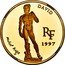 France 500 Francs-75 Euro Michelangelo. David 1997 Proof KM# 1151 DAVID RF 1997 MICHEL ANGE coin obverse