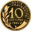 France 10 Centimes (Piedfort) KM# P805 LIBERTE EGALITE FRATERNITE 10 CENTIMES 1984 A. DIEUDONNE coin reverse