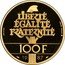 France 100 Francs (Piedfort - 230th Anniversary of the birth of La Fayette) KM# P992 PIEDFORT LIBERTÉ ÉGALITÉ FRATERNITÉ 100F 19 87 DURAND-MEGRET coin reverse