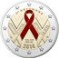 France 2 Euro World AIDS Day. Coloured 2014  legal tender despite colour (proof) 1ER DECEMBRE JOURNEE MONDIALE CONTRE LE SIDA RF 2014 coin obverse