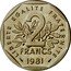 France 2 Francs (Piedfort) KM# P703 LIBERTE EGALITE FRATERNITE 2 FRANCS 1981 coin reverse