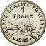 France 1 Franc (O. Roty - Piedfort) KM# P732 LIBERTE EGALITE FRATERNITE 1 FRANC 1982 coin reverse