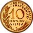 France 10 Centimes Piedfort 1979 KM# P630 LIBERTE EGALITE FRATERNITE 10 CENTIMES 1979 A. DIEUDONNE coin reverse