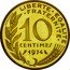 France 10 Centimes Piedfort 1974 KM# P491 LIBERTE EGALITE FRATERNITE 10 CENTIMES 1974 A. DIEUDONNE coin reverse