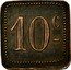 France 10 Centimes (Post Office Cafe.Commune of Perpignan) 10 C coin reverse