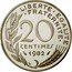 France 20 Centimes (Piedfort) KM# Pn725 A.DIEUDONNE LIBERTE EGALITE FRATERNITE 20 CENTIMES 1982 coin reverse