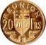 France 20 Francs Essai 1955  KM# E7 REUNION 20 FRS PRAETER OMNES ANGULUS RIDET coin reverse