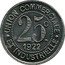 France 25 Centimes Commune of La Clayette 1922  UNION COMMERCIALE ET INDUSTRIELLE 25 C 1922 coin reverse