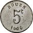 France 5 Centimes Commune of Rouen 1920  ROUEN 5C. 1920 coin reverse
