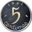 France 5 Centimes (Essai Piedfort) KM# PE336 5 CENTIMES 1 9 6 1 coin obverse