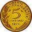 France 5 Centimes (Piedfort) KM# P464 LIBERTE EGALITE FRATERNITE 5 CENTIMES 1973 A. DIEUDONNE coin reverse