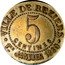 France 5 Centimes (The Fraternal Democratic Stoves. Beziers) 5 CENTIMES VILLE DE BEZIERS 1ER_ JANVIER 1880 coin reverse