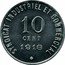 France 10 Centimes (Blois (Loir-et-Cher) -Industrial and Commercial Union) SYNDICAT INDUSTRIEL ET COMMERCIAL 10 CENT 1918 coin reverse